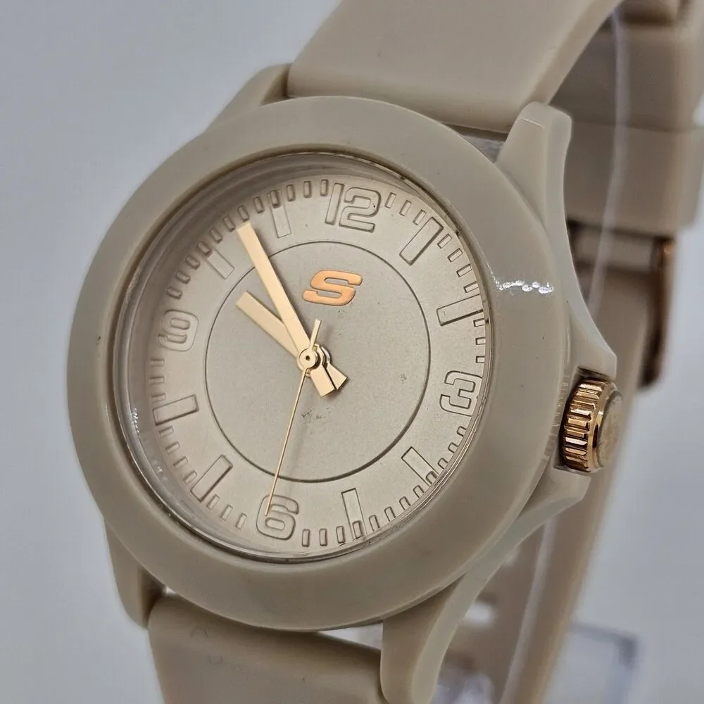 Sketchers Women's‎ Watch 40MM Beige Dial Beige Plastic Bands New Battery